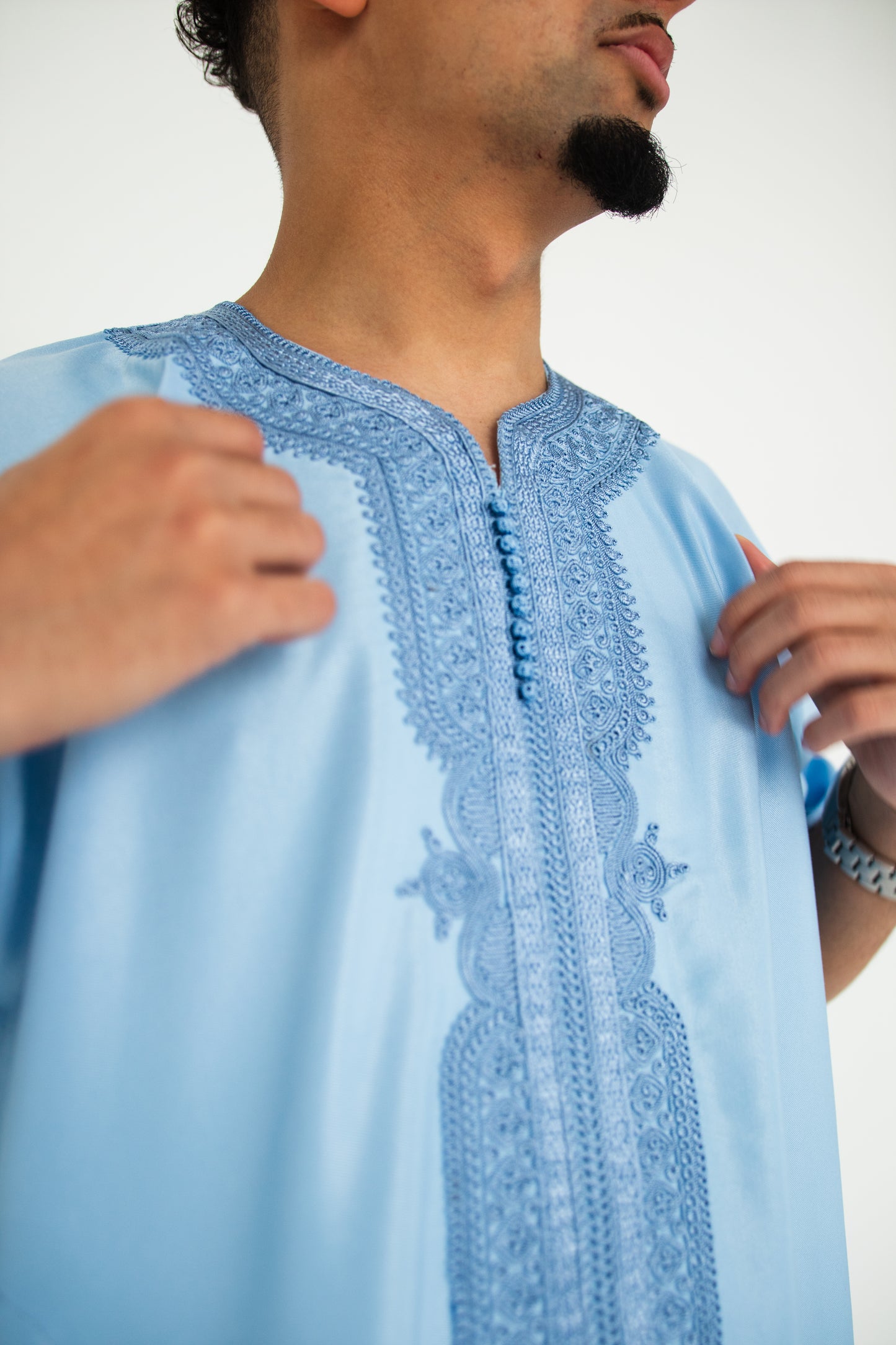 Premium Soft Blue Moroccan Thobe