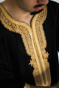 Premium Gold & Black Moroccan Thobe