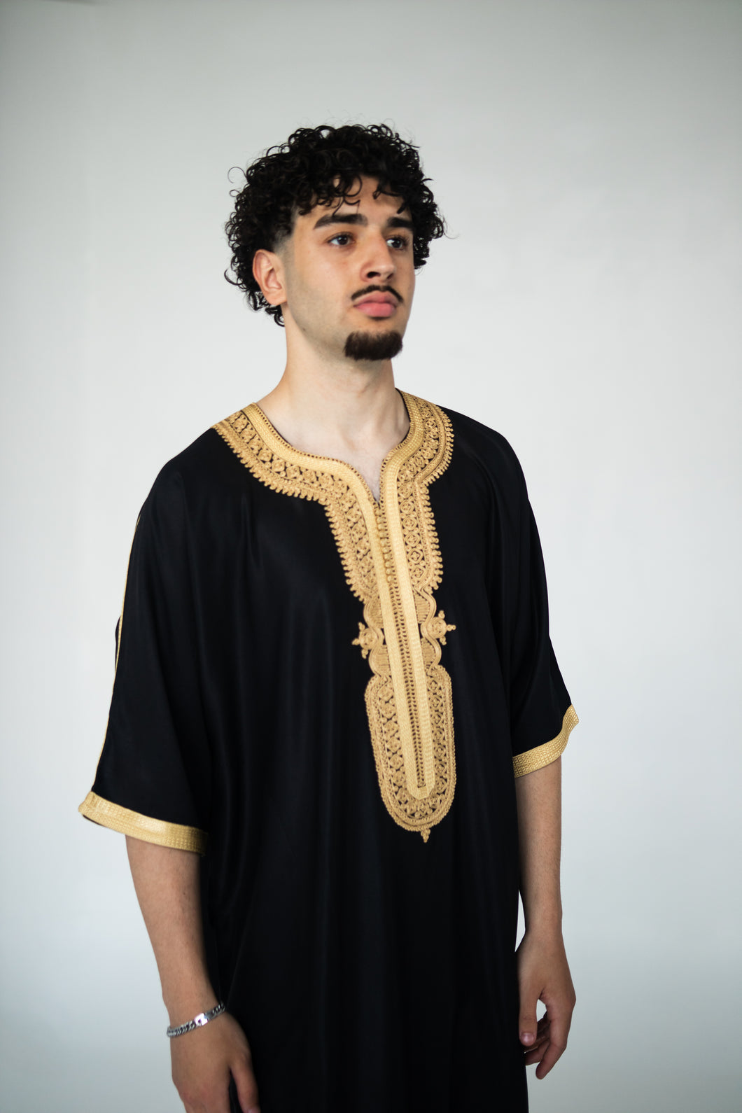 Premium Gold & Black Moroccan Thobe