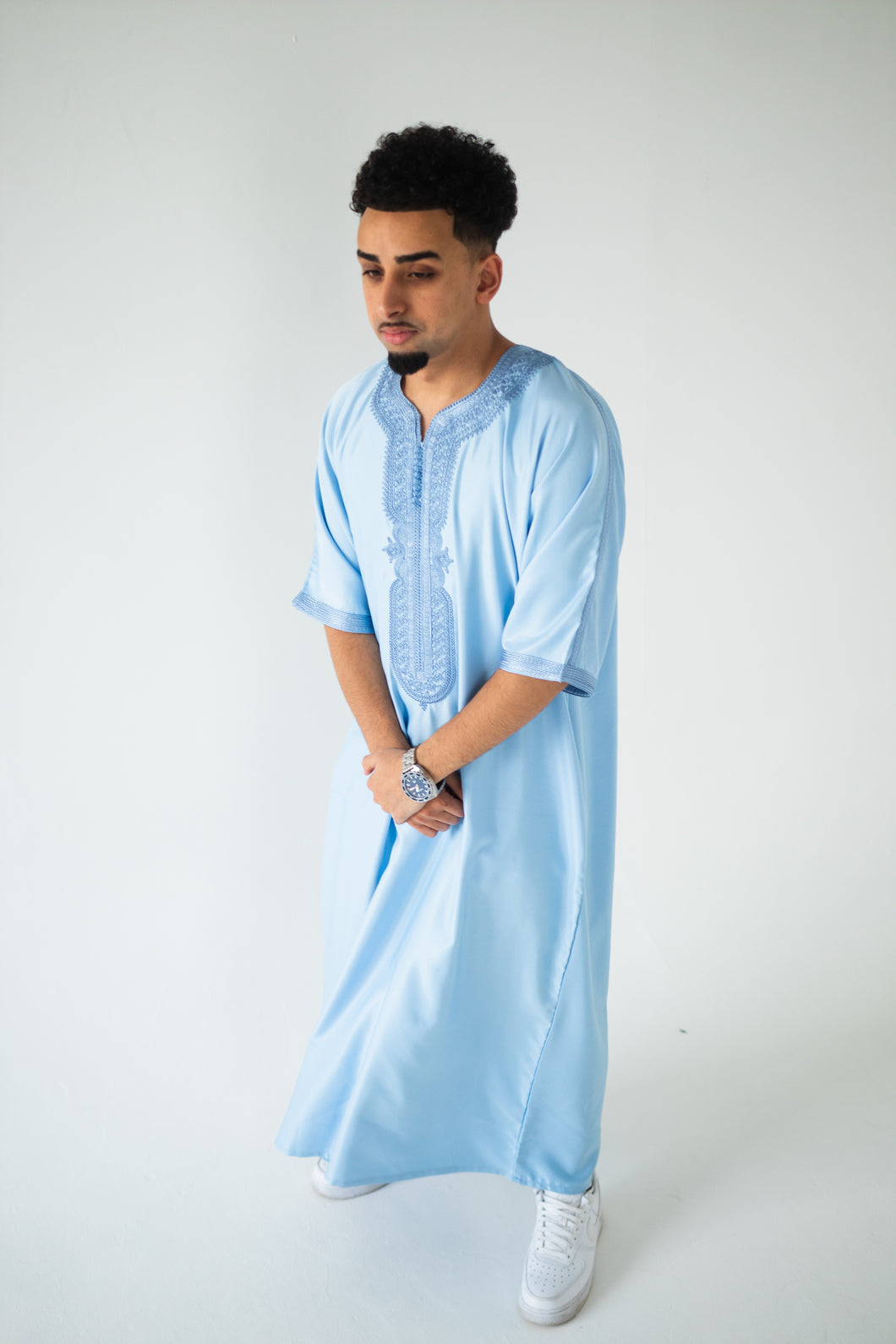 Premium Soft Blue Moroccan Thobe