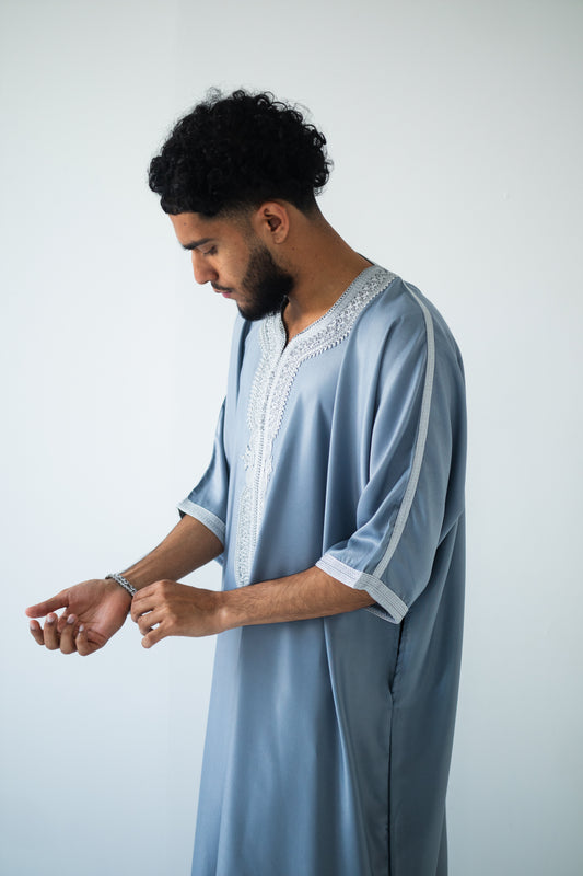 Premium Silver Moroccan Thobe